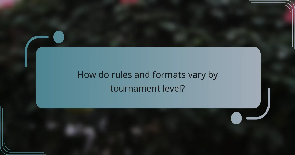 How do rules and formats vary by tournament level?